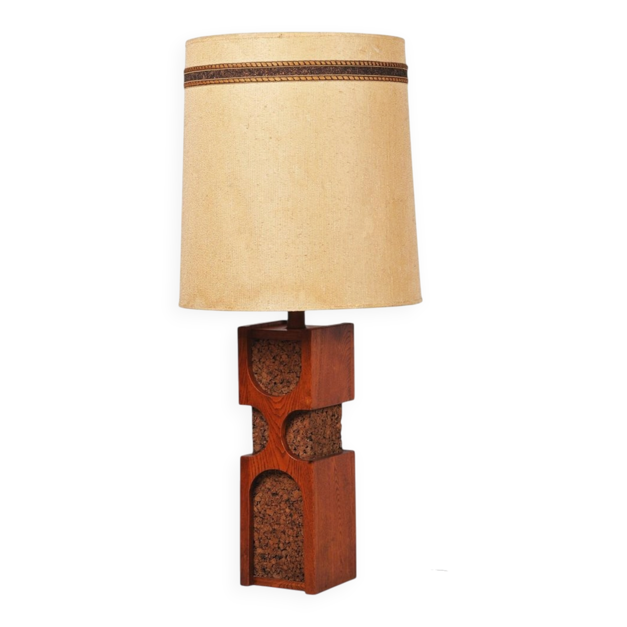Art Deco Floor Lamp in Oak and Cork, Czech, 1920s