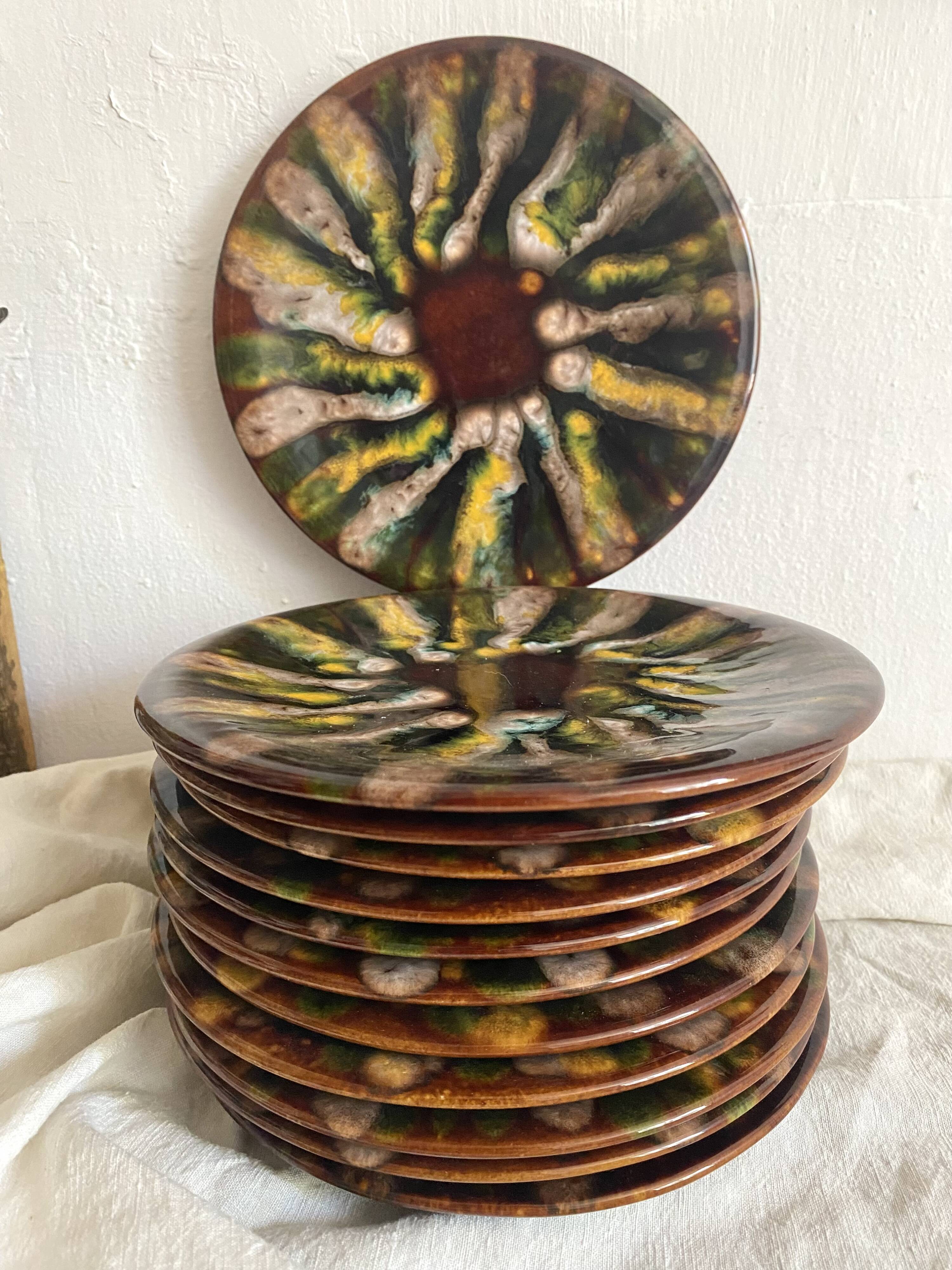 Saint Jean de Bretagne earthenware dessert plates