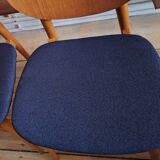 Pair of teak dining chairs with navy blue covers, Denmark 1960s
