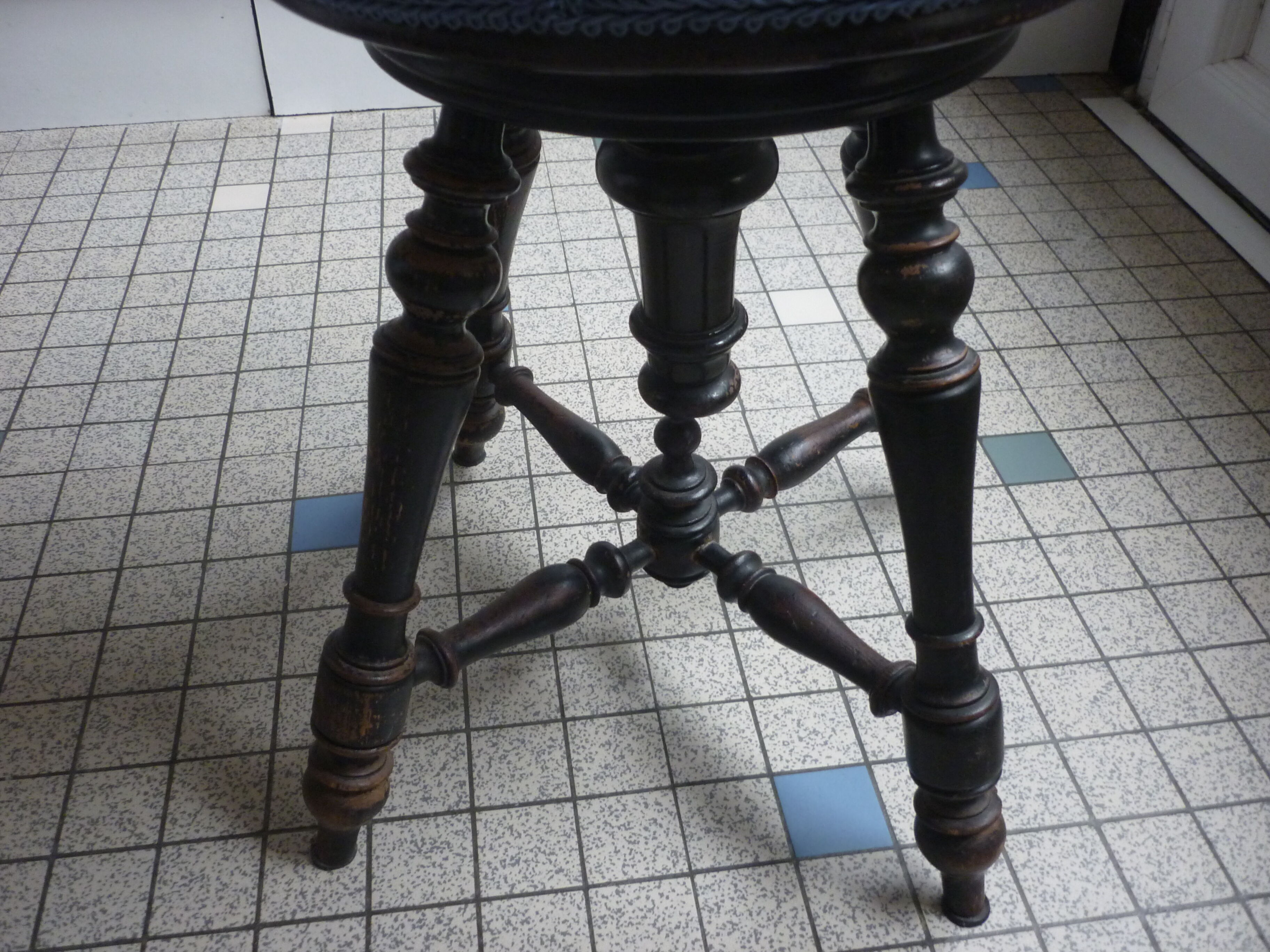 Napoleon III piano stool wood blackened
