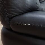 Pair of Mobil Girgi Sapporo armchairs black leather Italy 1970s
