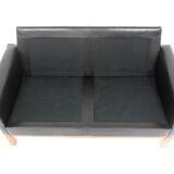 Scandinavian 2-seater leather sofa, Sweden, 1950