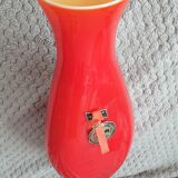 Vase ancien opaline rouge et jaune