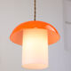 Mid-century orange glass & brass mushroom pendant lamp