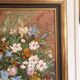 Oil Panel Bouquet Flowers Vase Blue Signed Framed Still Life
