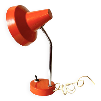 Lampe de bureau vintage en métal laqué orange