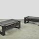 Sonja wasseur / brutalist leather footstools / netherlands 1970s