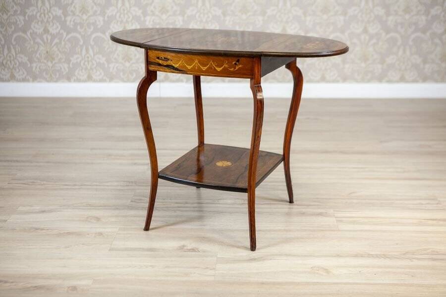 Antique Inlaid Rosewood Tea Table, 1890s