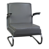 Vintage grey cow leather bauhaus design armchair by Ahrend de Cirkel