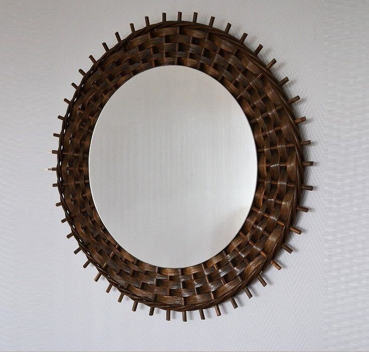 Vintage rattan sun mirror 1960s