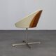Mid-century modern round chair in teak, leather and steel, 1960s