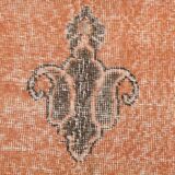 Tapis vintage orange et beige à médaillon central patiné, 157x299 Cm