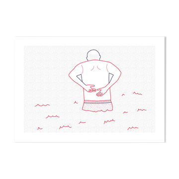 Illustration A4 Naiade No. 3/8  Bretagne baigneuse bleu