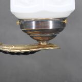 1930s Secession brass and glass dual desk lamp, Czechoslovakia