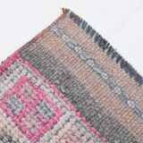 Pink Green Modern Oushak Runner Rug, 89x354Cm