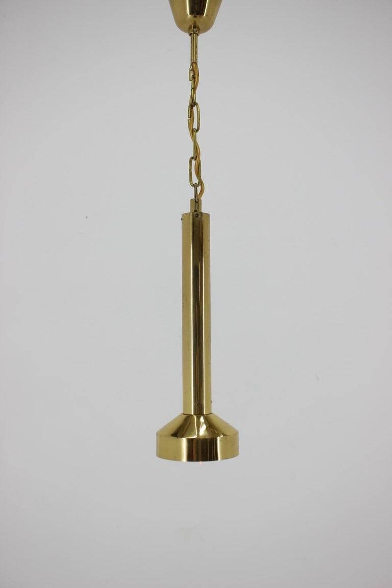 Set of three design small brass midcentury pendants, 1970s