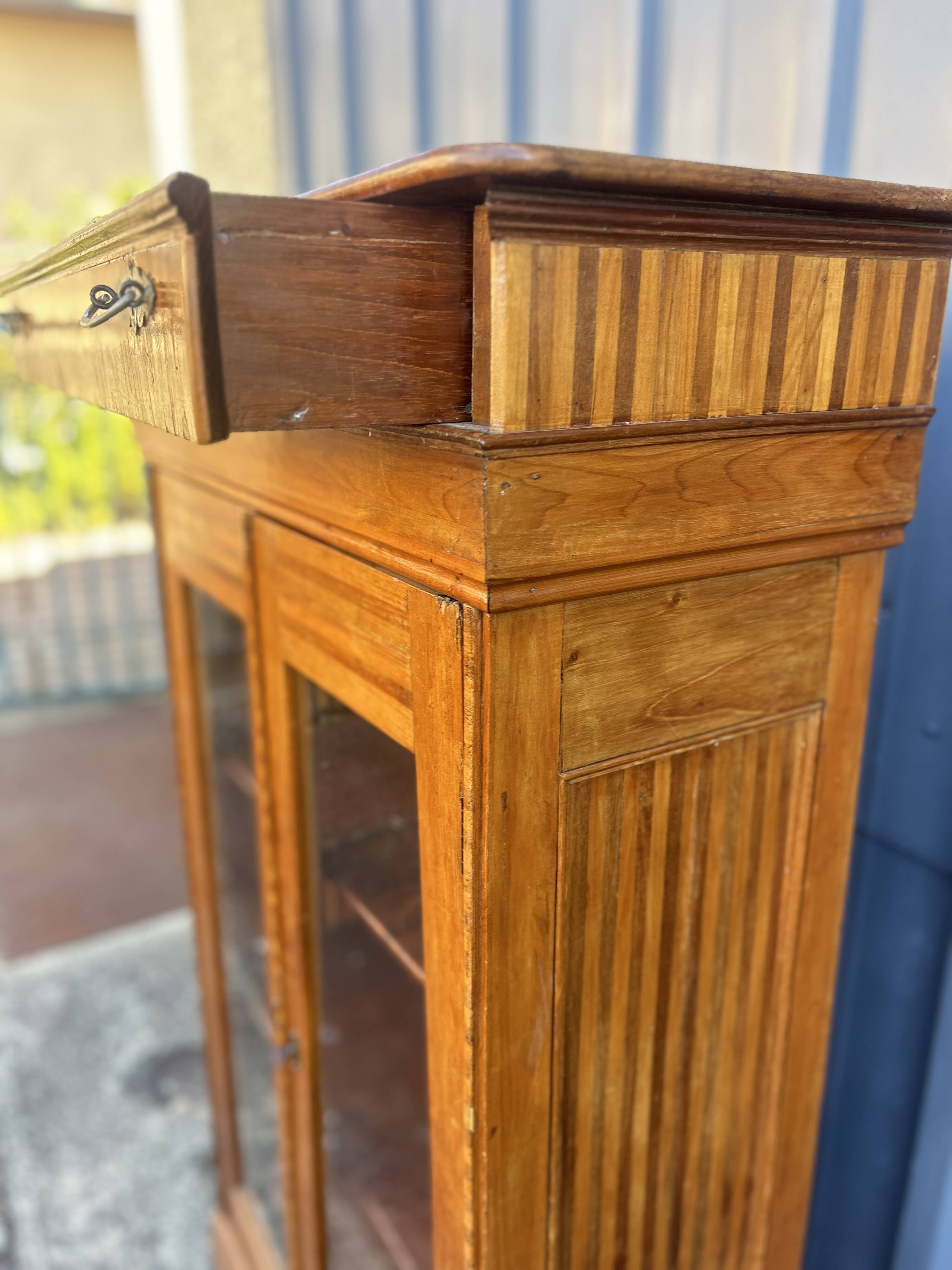 Two-door mahogany display cabinet