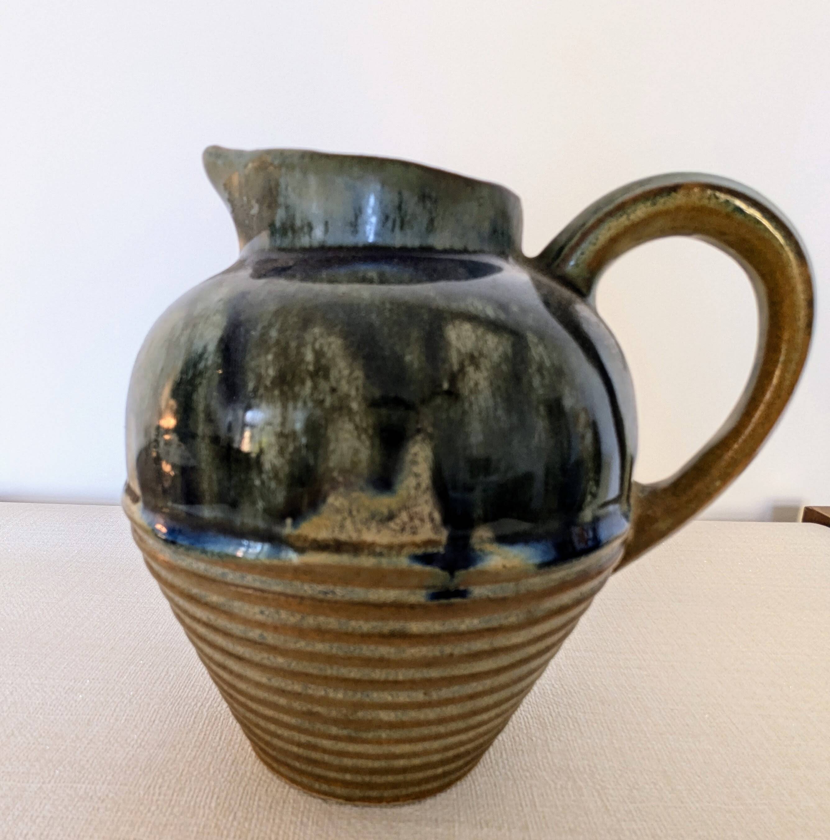 Vintage glazed stoneware pitcher