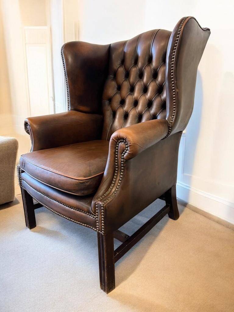 Fauteuil vintage king chair chesterfield