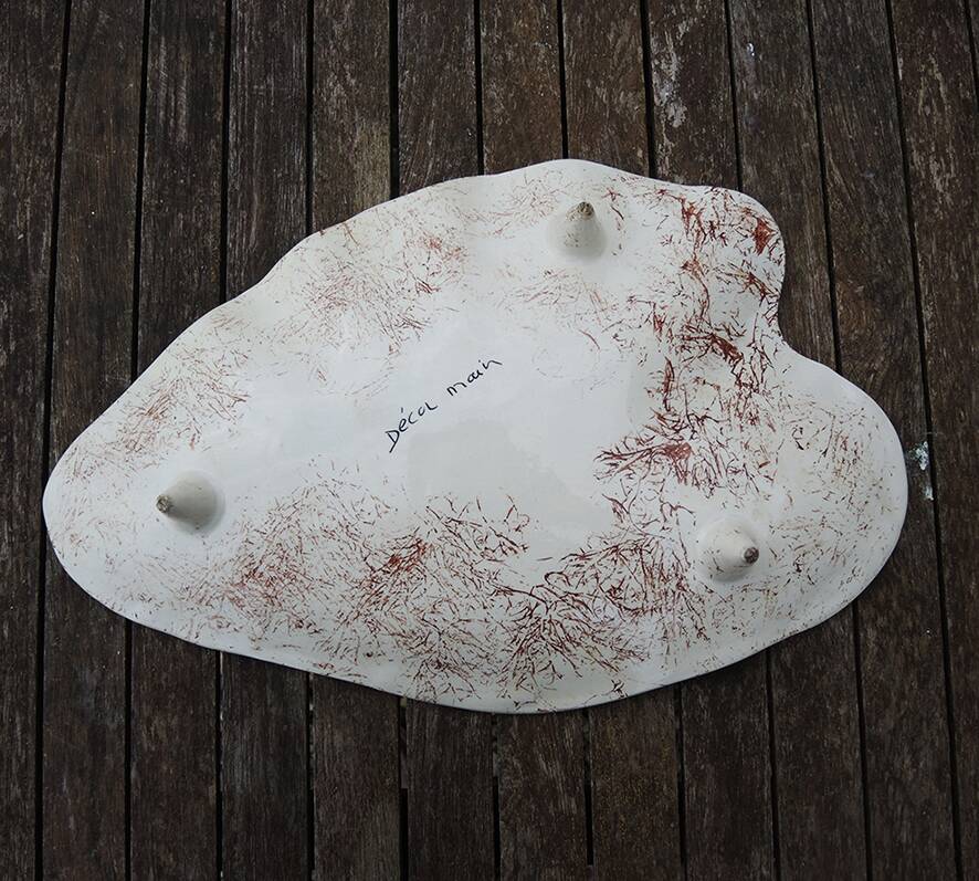 Antique Large Hand Painted Ceramic Heart Dish