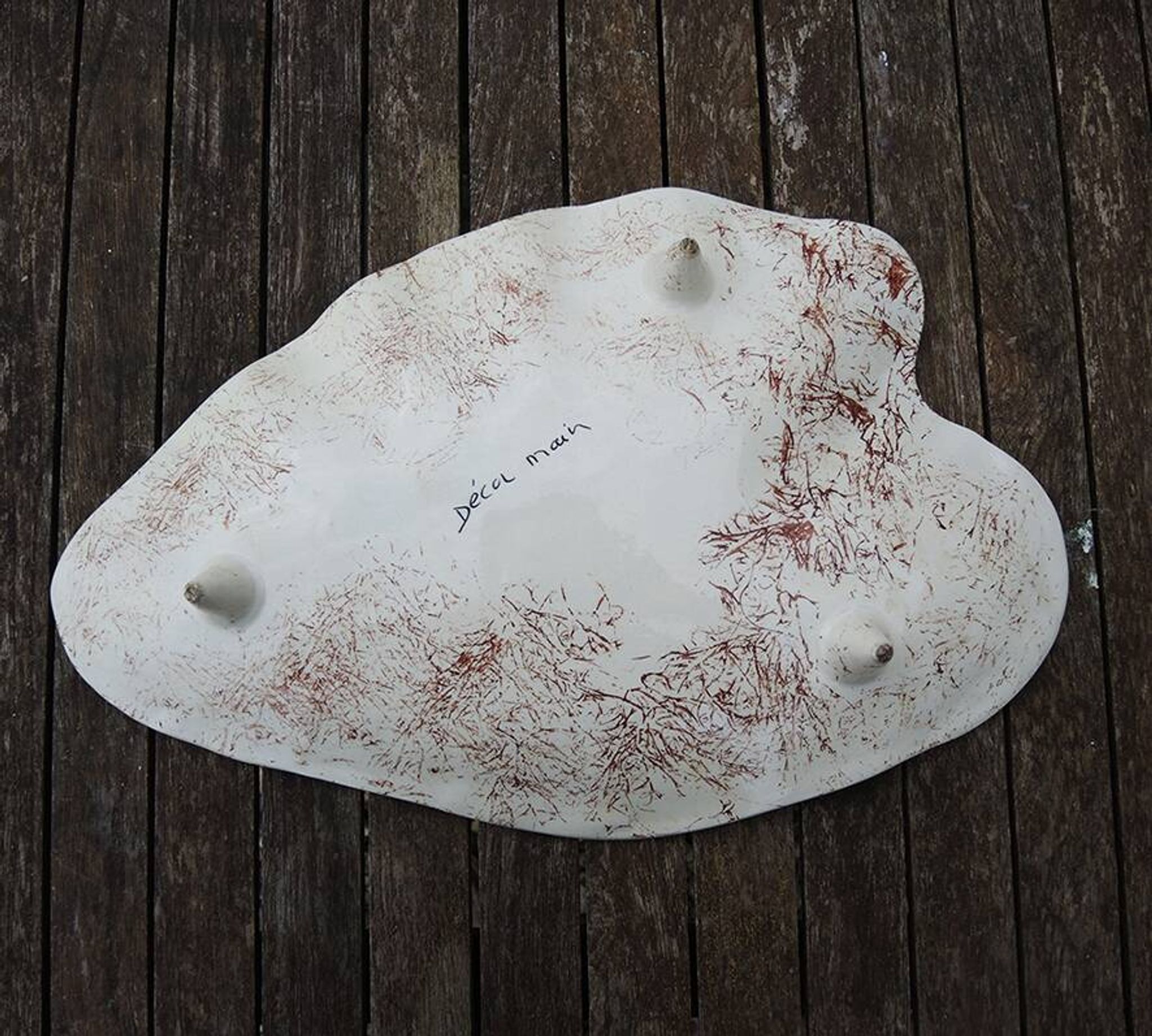 Antique Large Hand Painted Ceramic Heart Dish