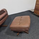 Danish Madsen & Schubell vintage swivel lounge armchair and ottoman