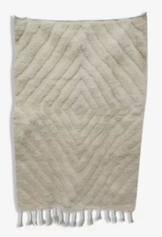 Carpet beni ouarain berbere ecru woven hands, 1m47 x 1m
