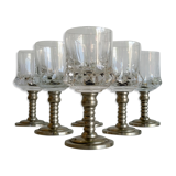 Series of six crystal wine glass with tin foot 9'° 160 ml