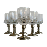 Série de six verre à vin  en cristal avec le pied en étain 9'°  160 ml