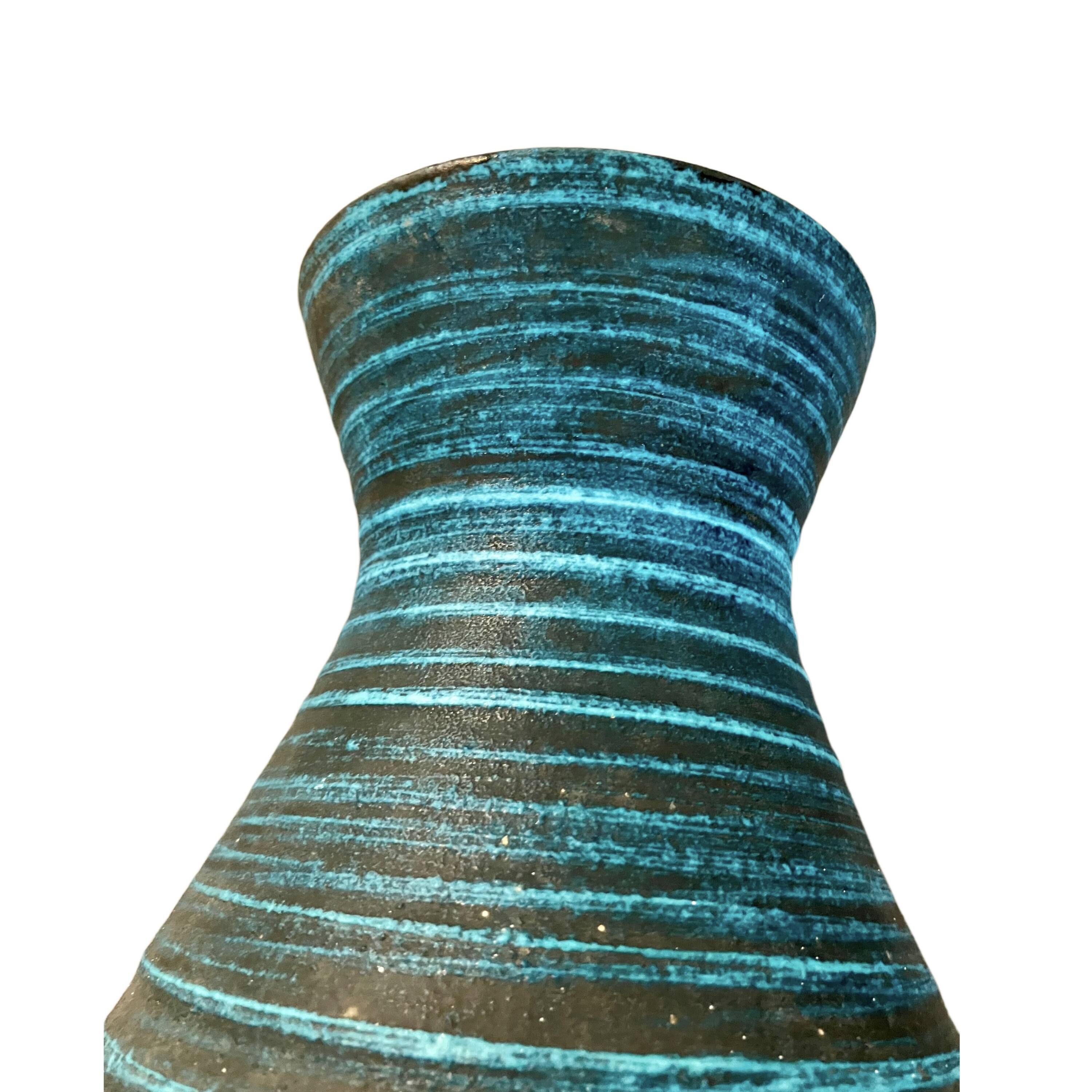 Accolay, blue ceramic vase, "gauloise" collection, 1960s