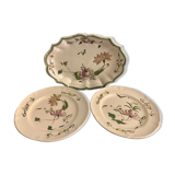 2 plates and 1 dish in Samadet earthenware