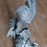 2 silver metal roosters