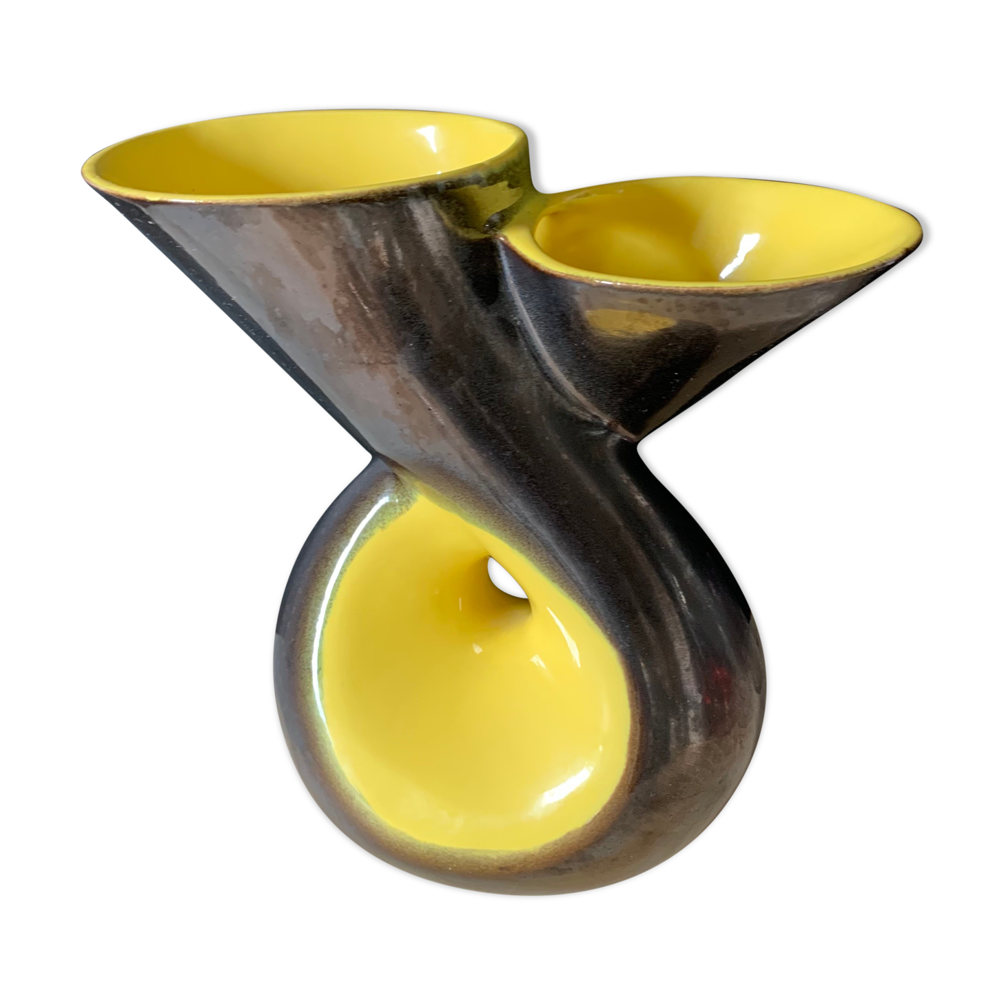 Large yellow and black vase