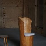 Fauteuil Brutaliste en Tronc en Pin Massif & Bouclé, Moderne du Milieu du Siècle Suédois, Années 1970