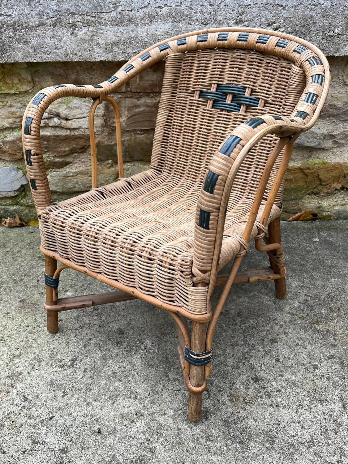 Fauteuil en rotin enfant vintage