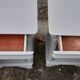 Pair of Louis Philippe style bedside tables 1 door 1 drawer gray