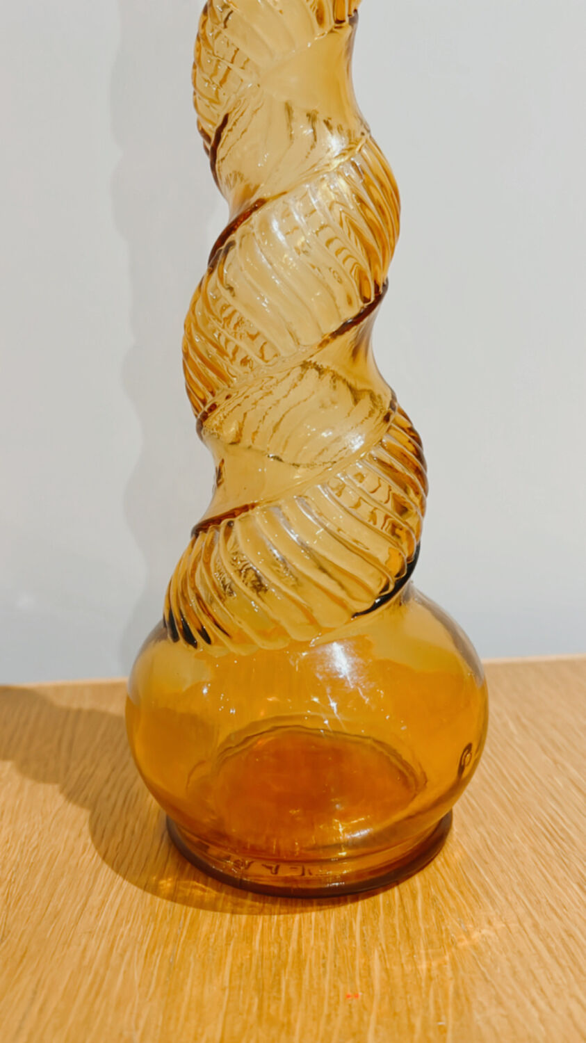 Carafe bottle polished yellow vintage