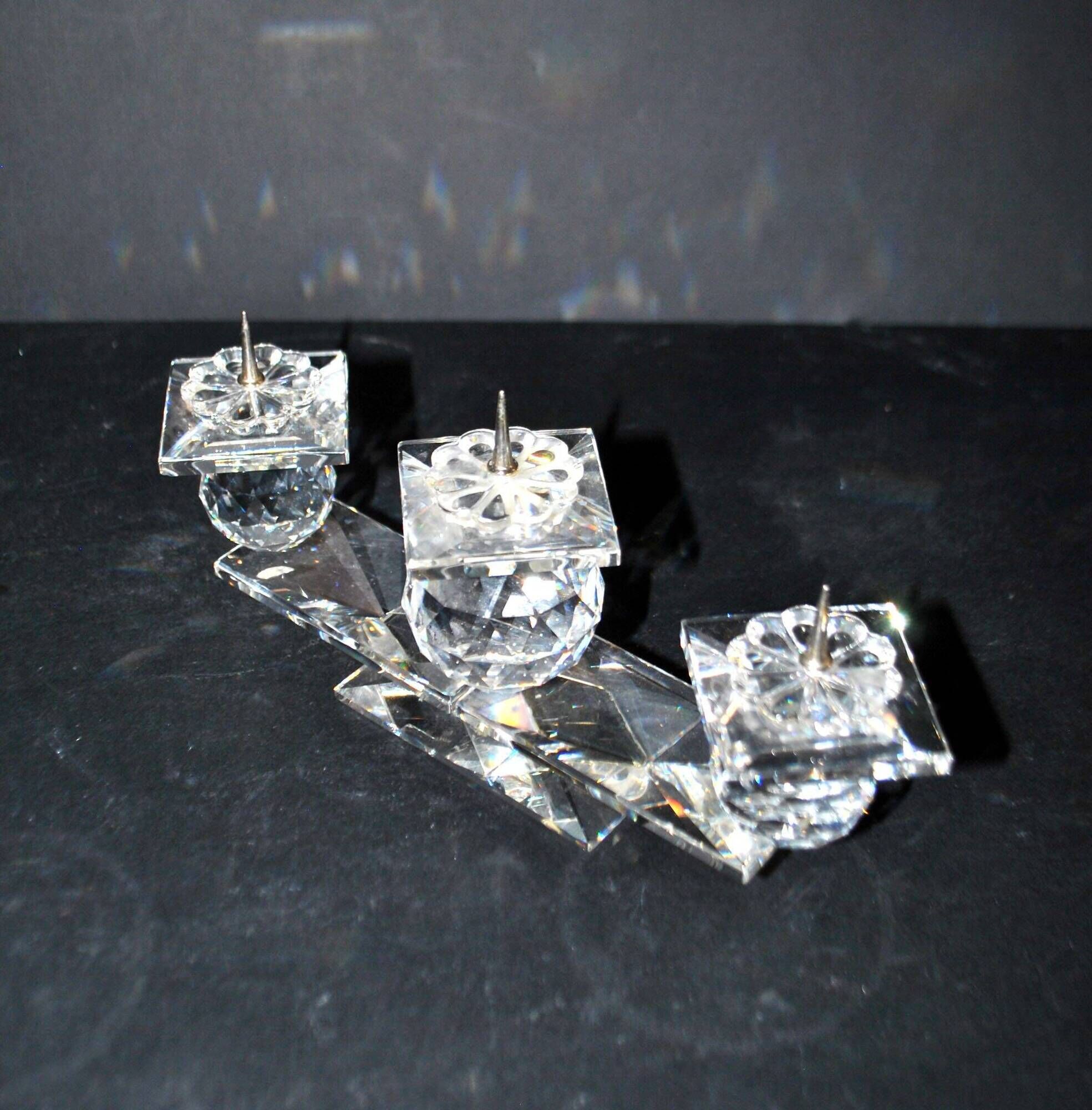 Swarovski candlestick in cut crystal signed sc swarovski design 1980