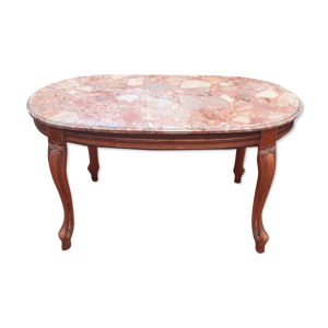 table basse bois et marbre
