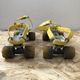 Old pair of speedy metal roller skates grey + straps & vintage brake