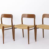 Set of 6 Niels Otto Møller Model 75 Chairs – Oak, 1950s, Refurbished