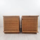 Pair of bedside tables of the 60s, Dal Vera, bamboo and wicker