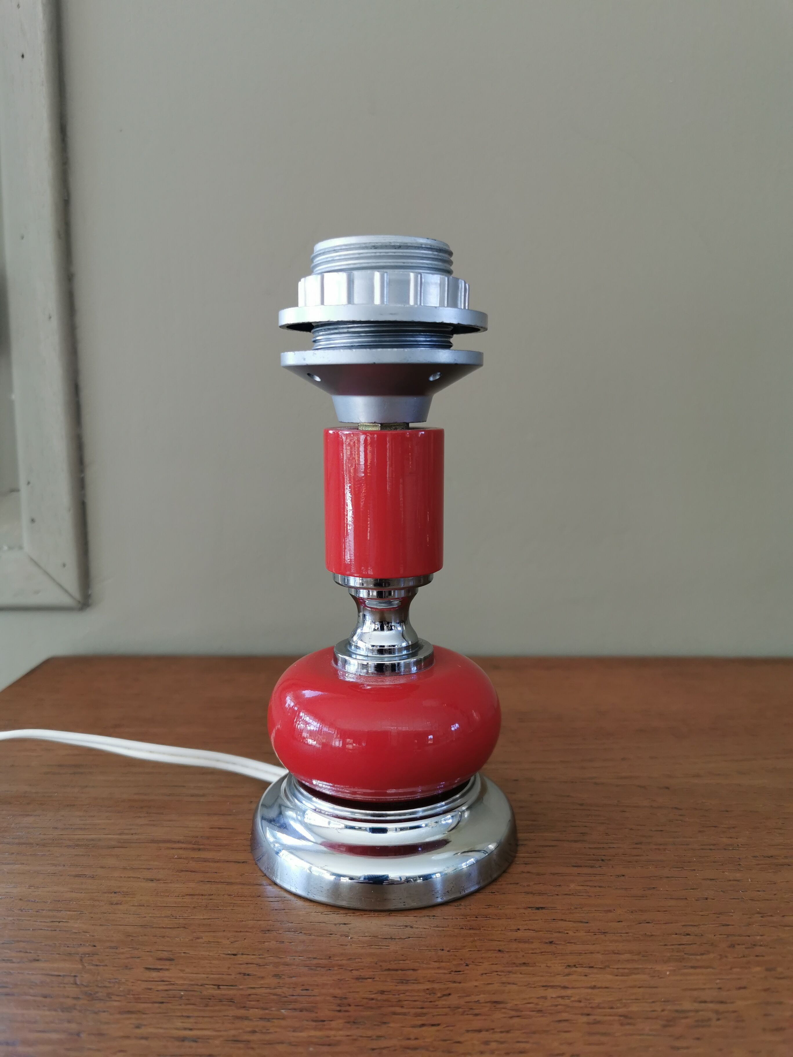 Vintage 70s chrome and red lamp