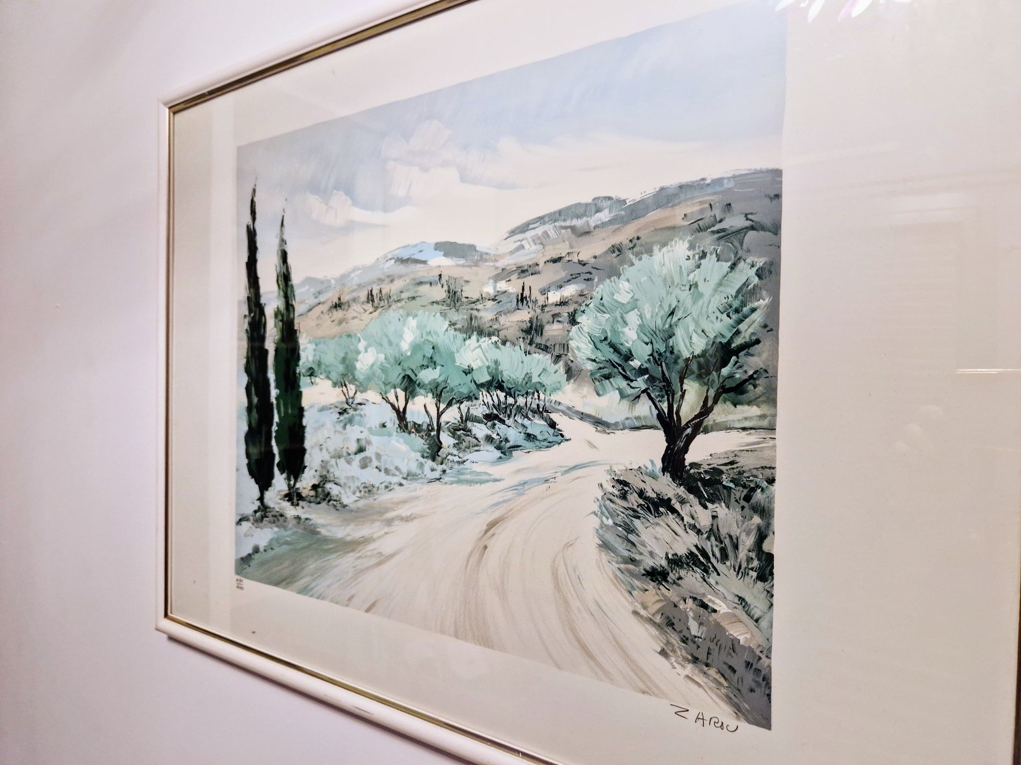 Lithographie "Chemin de l'oliveraie" par Victor Zarou