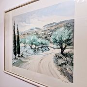Lithographie "Chemin de l'oliveraie" par Victor Zarou