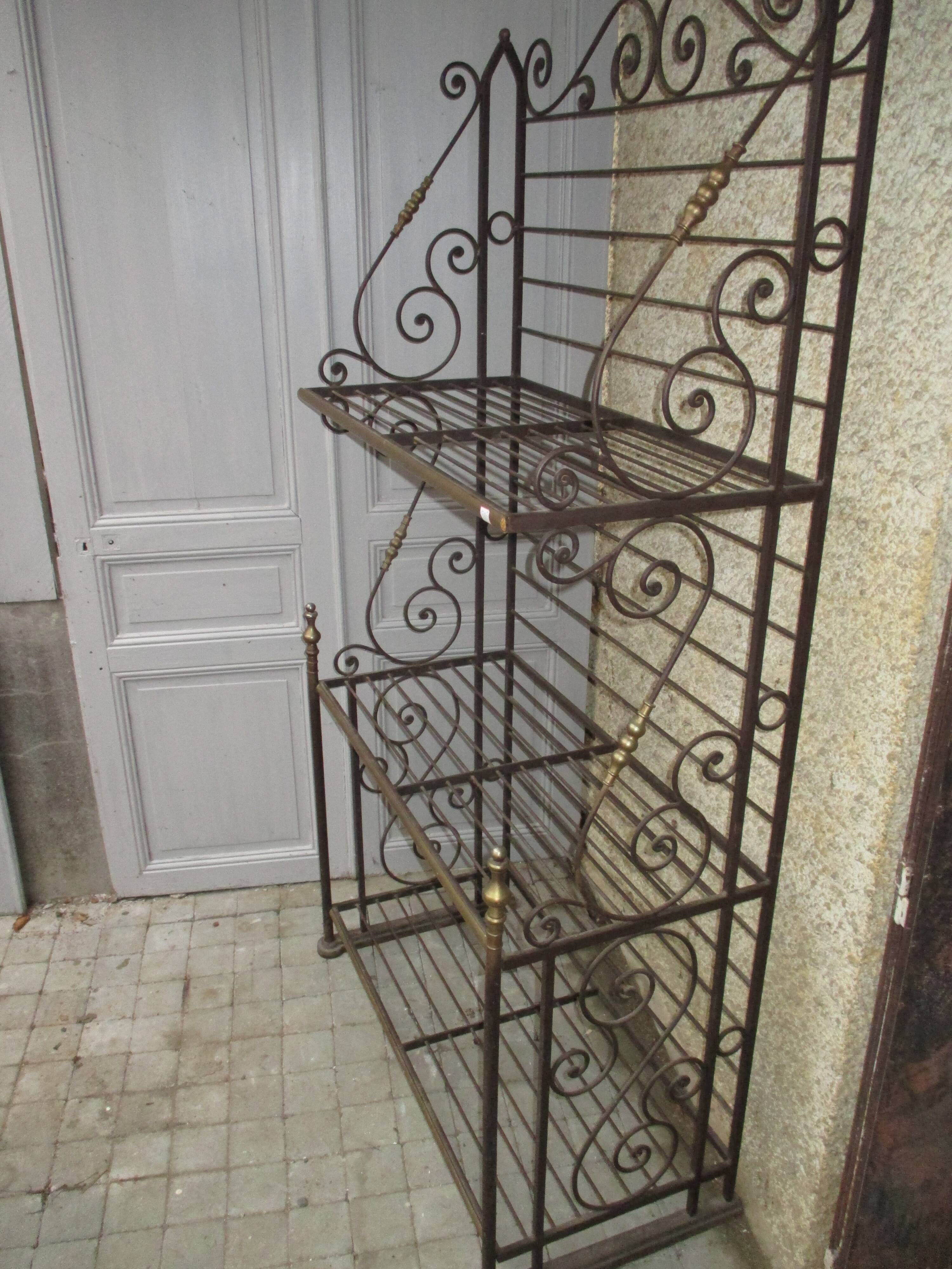 Baker metal and brass shelf