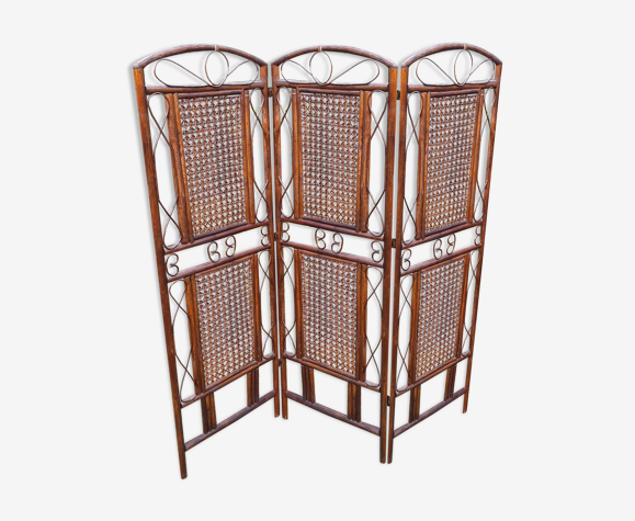 Paravent en rotin vintage