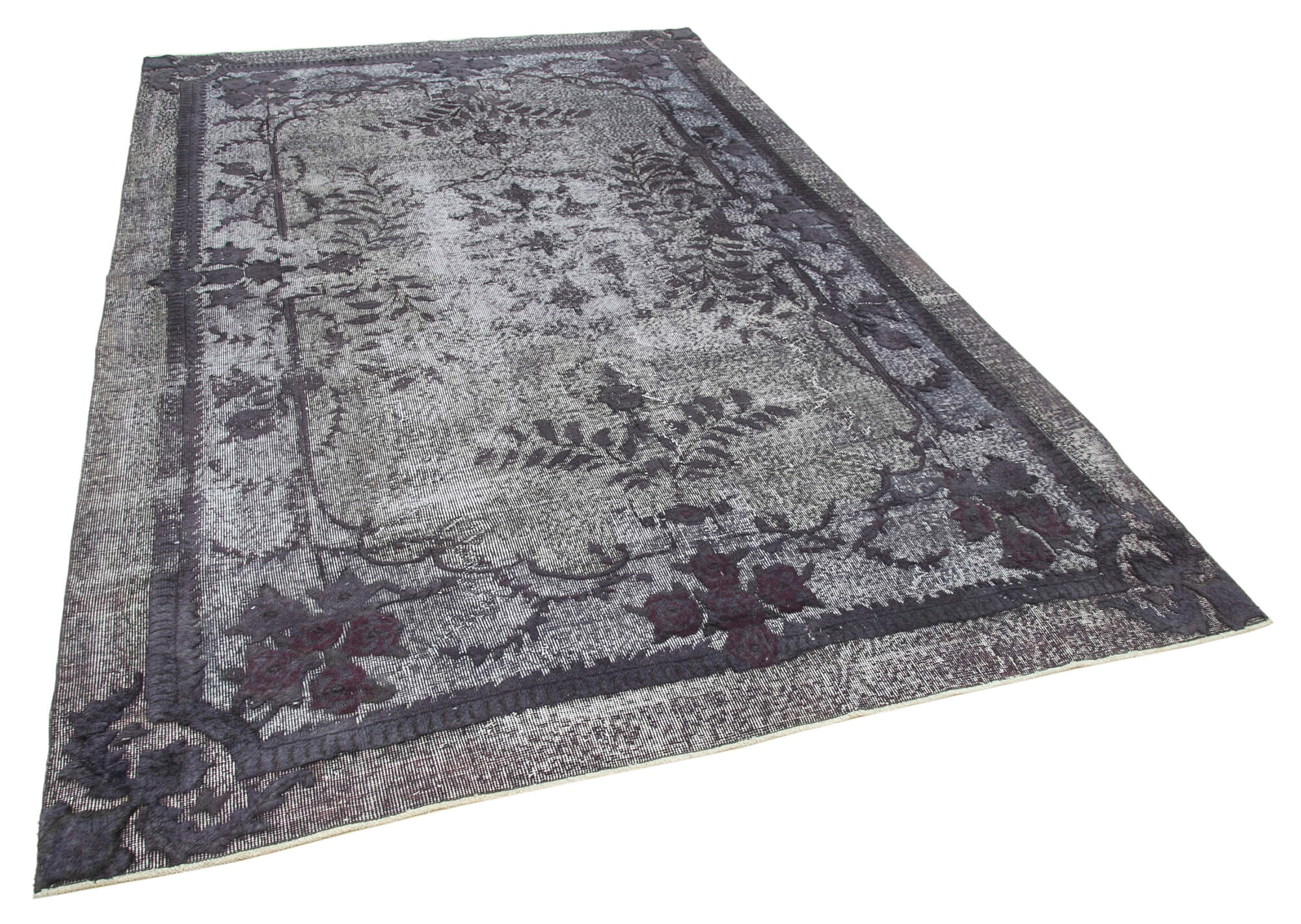 Hand-Knotted Hi-Low Pile Oriental 1970s 204 cm x 320 cm Grey Rug