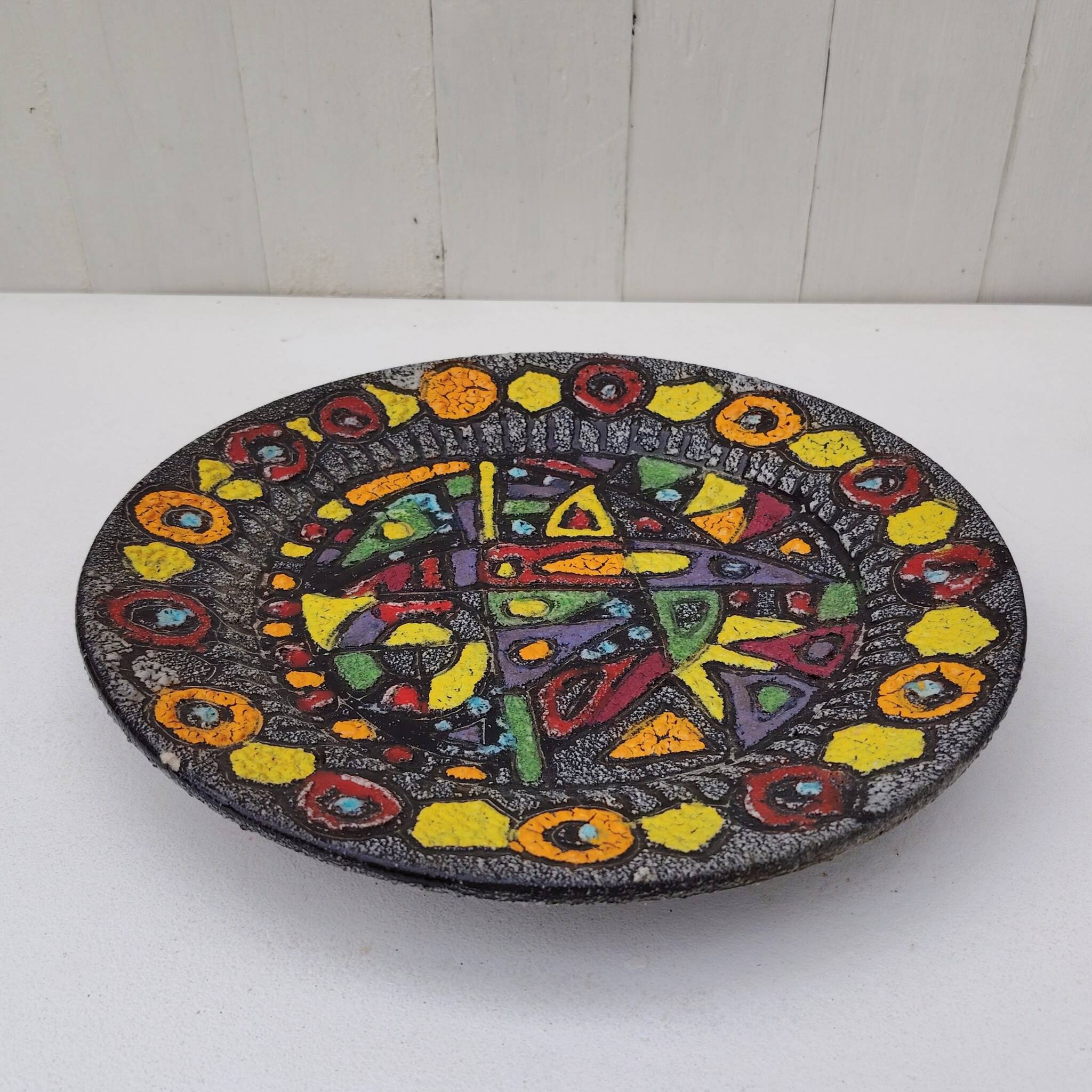 Flat fat lava, ethnic decor, West Germany, signed