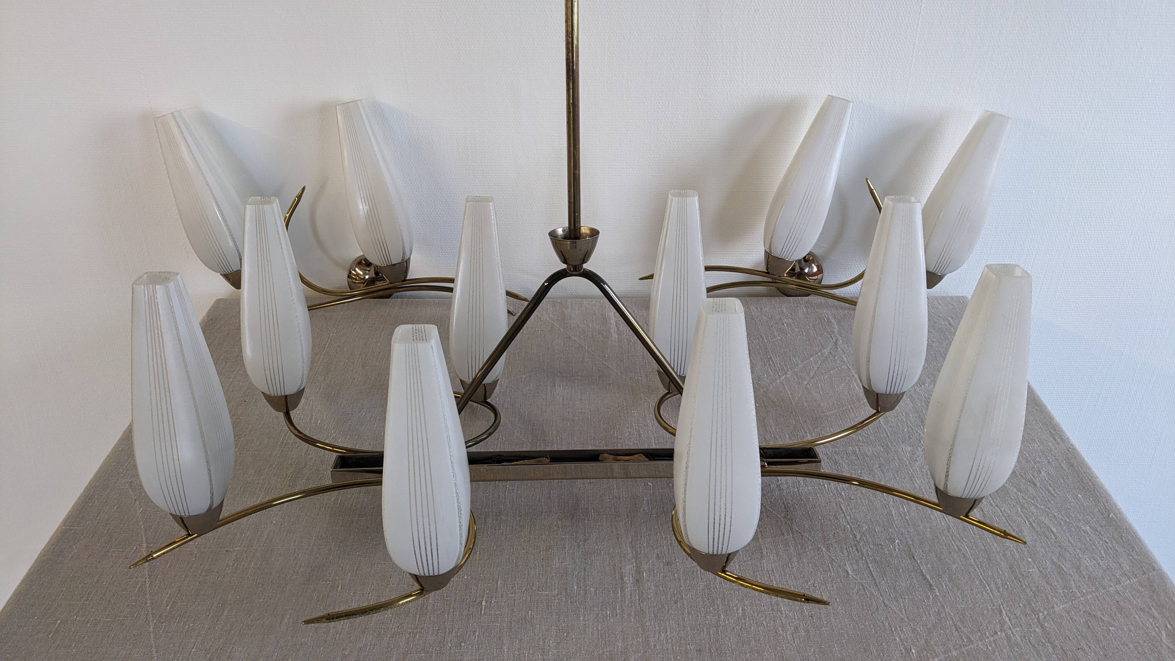 Pair of double brass wall lights from the 50s/60s